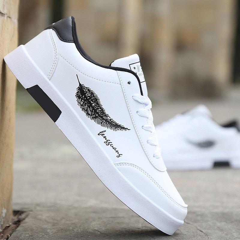 Men's White Breathable Sport Sneakers – Non-Slip Running Shoes