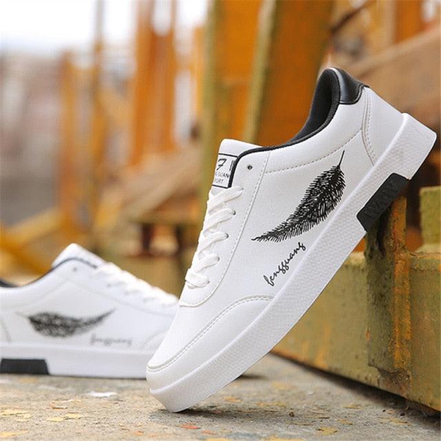 Men's White Breathable Sport Sneakers – Non-Slip Running Shoes